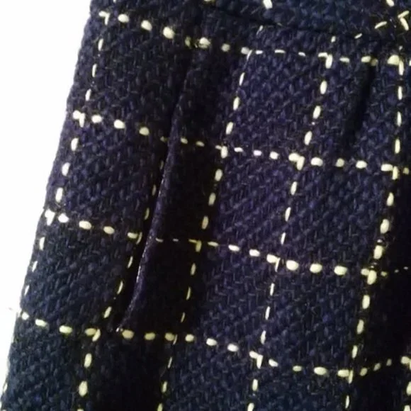Maeve Anthropologie Skirt Tweed Navy White Plaid Lined - Picture 6 of 7
